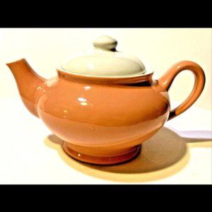 Sterling China Teapot 4" x 6.5” Restaurantware Pink White Vintage Made USA VG